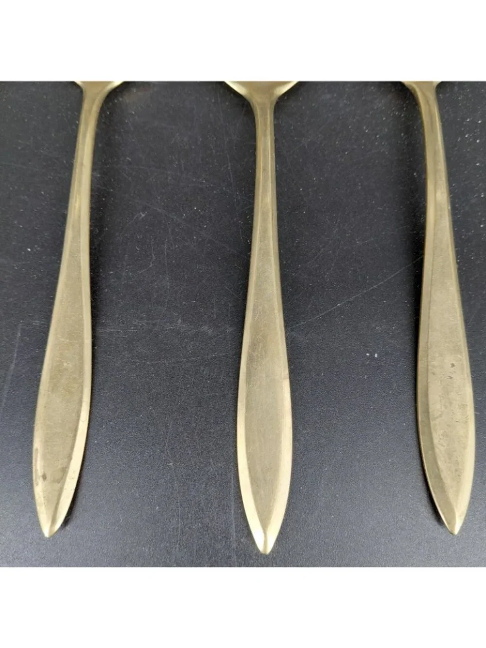 Dirigold Regal Spoon Set 5 Dirilyte Alloy Gold Table Flatware Satin MCM Sweden